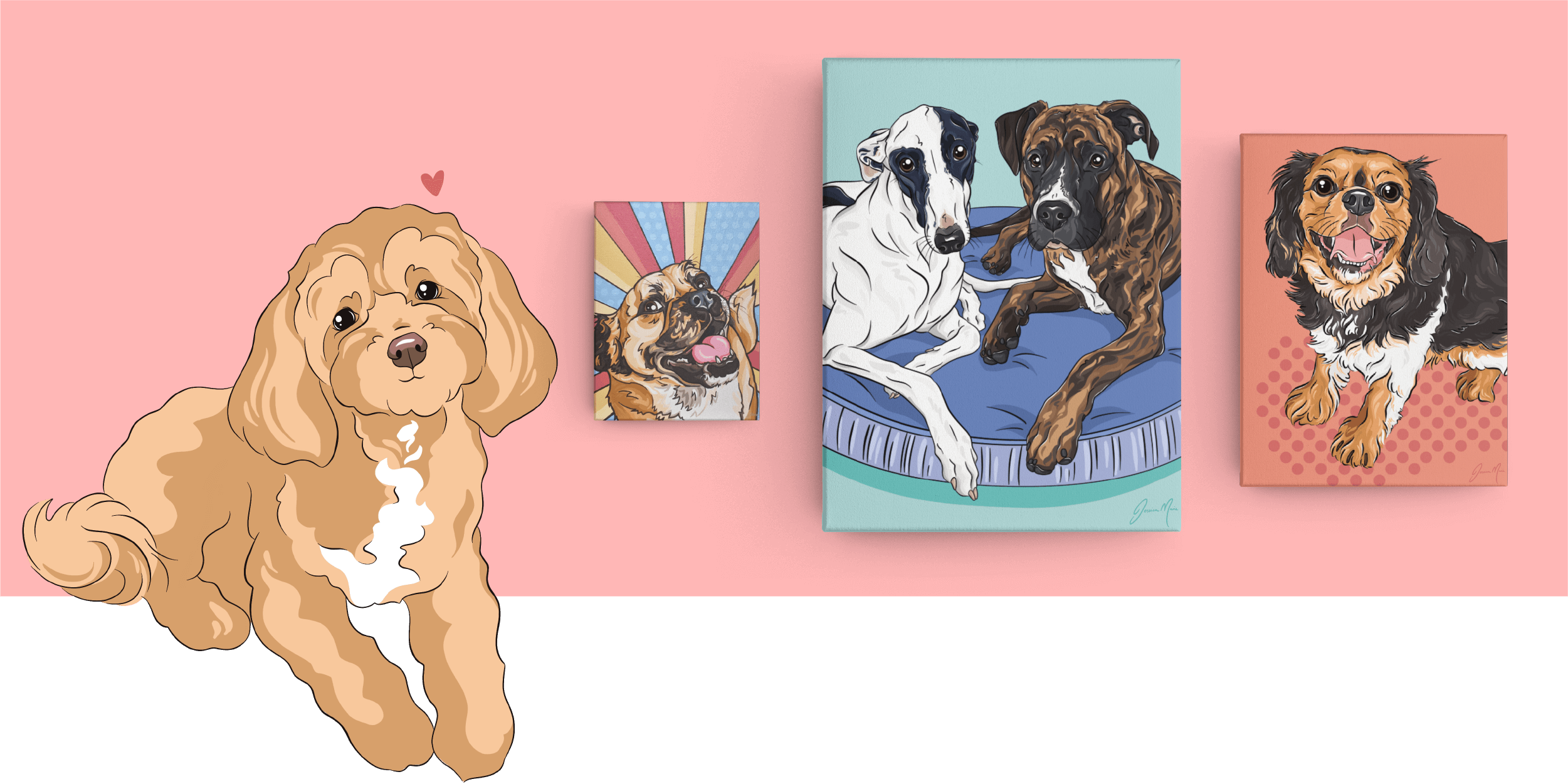 Custom Pet Portraits | Pop Art Puppy Dogs