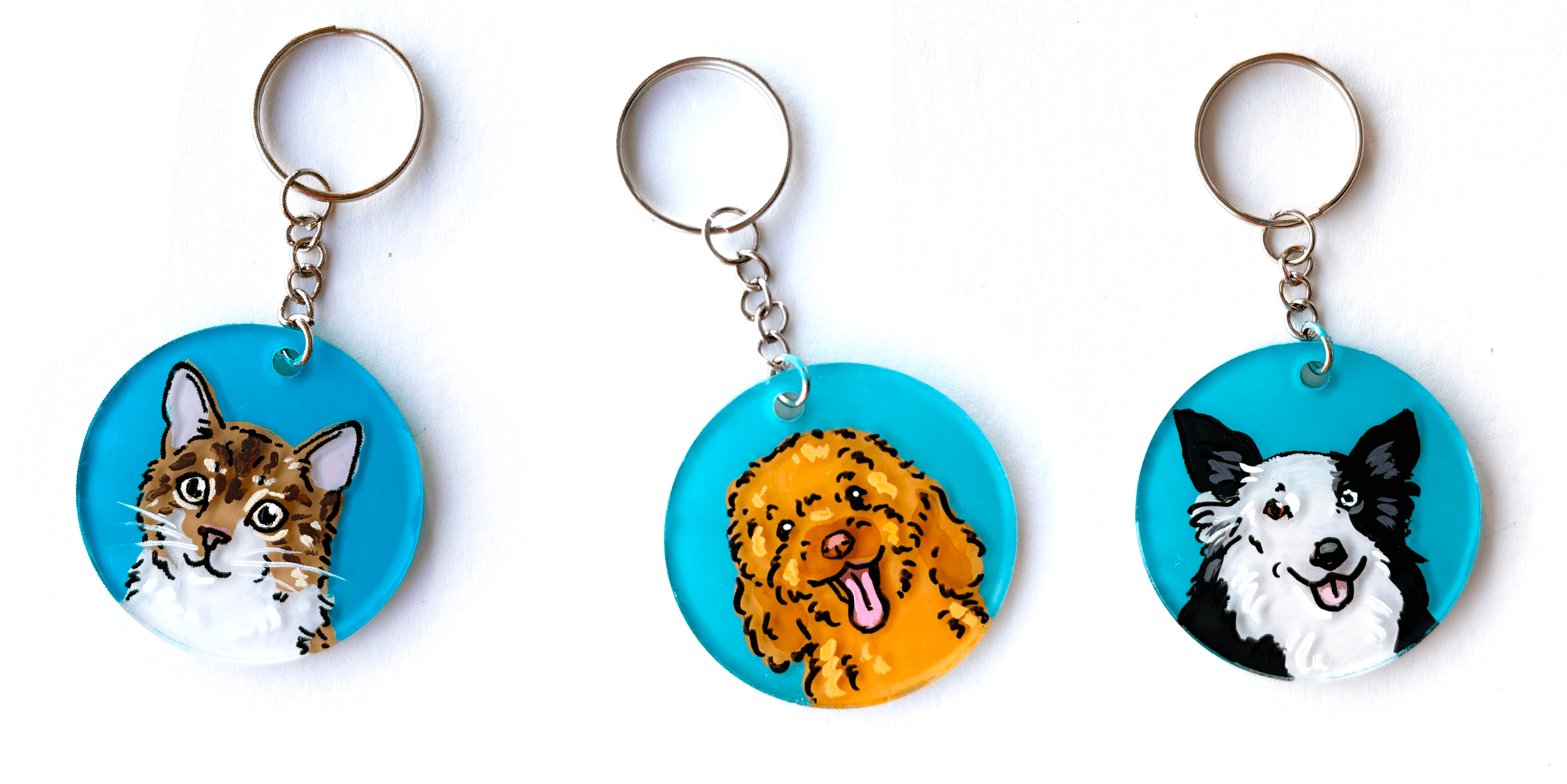 Custom Pet Portrait Keychain | Pop Art Puppy Dogs